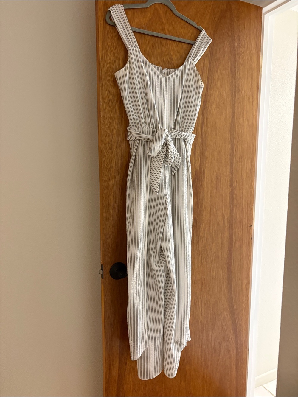 Calvin Klein Striped Tie-Waist Jumpsuit